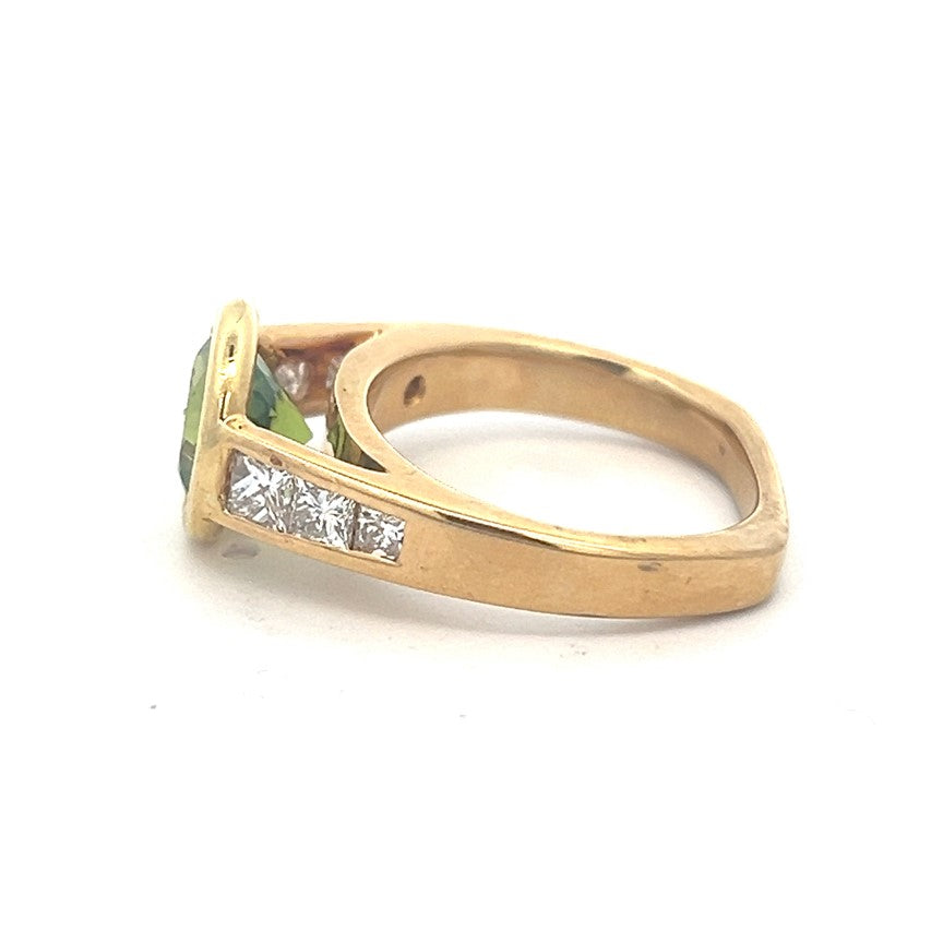 Peridot and Channel-set Princess Cut Diamonds