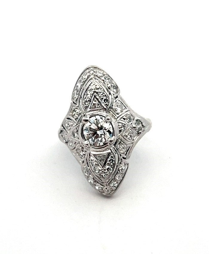 Vintage 1920 circa Platinum Navette Ring
