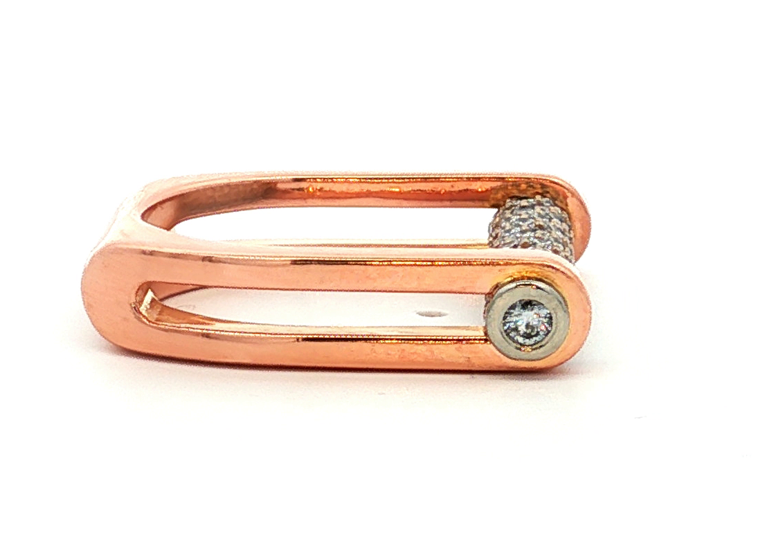 Gauthier Designer 14K Rose Gold Ring With 2.00 cttw pave'set diamonds