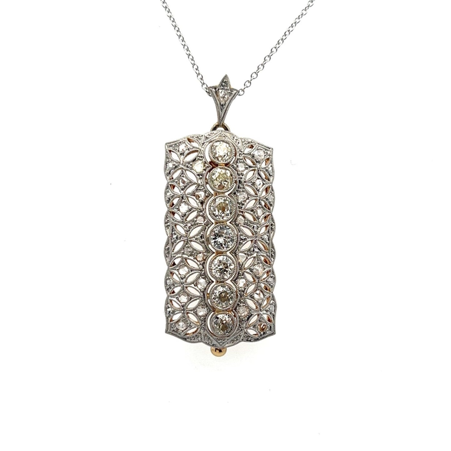 Vintage Brooch/Pendant with Euopean and Rose Cut Diamonds