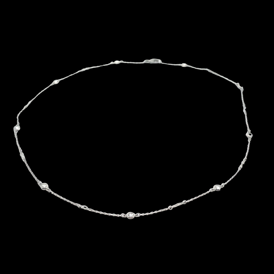 Vintage Rose Cut Diamond By The Yard Necklace in Platinum