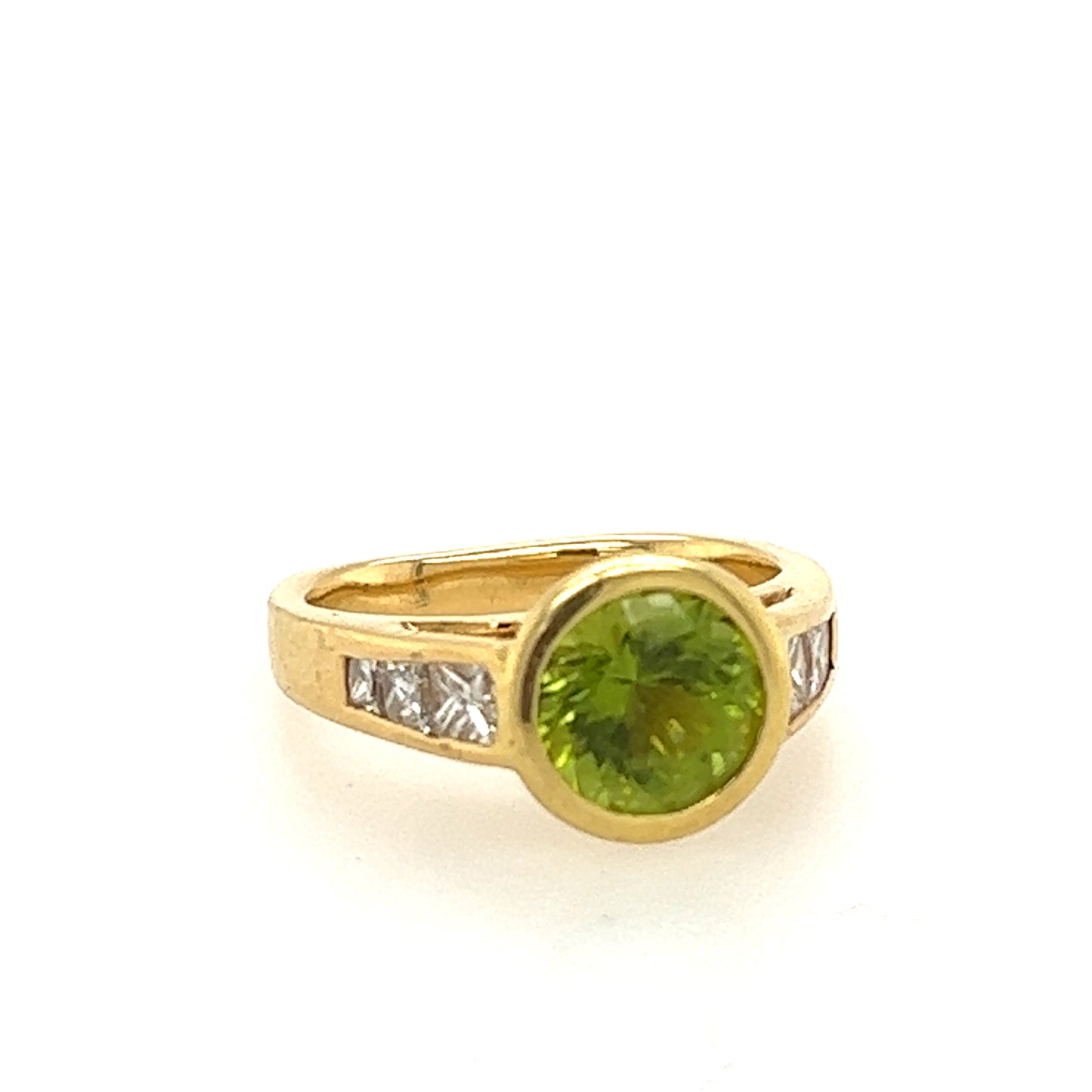 Peridot and Channel-set Princess Cut Diamonds