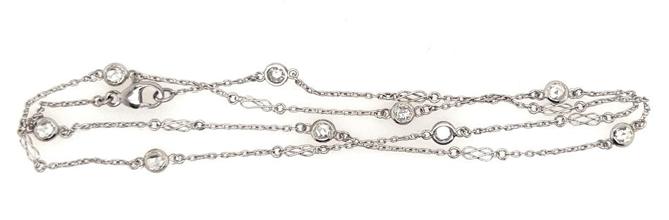 Vintage Rose Cut Diamond By The Yard Necklace in Platinum