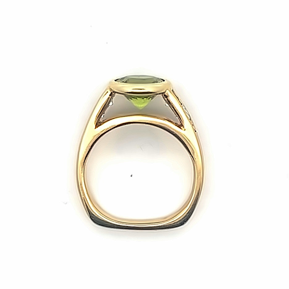 Peridot and Channel-set Princess Cut Diamonds