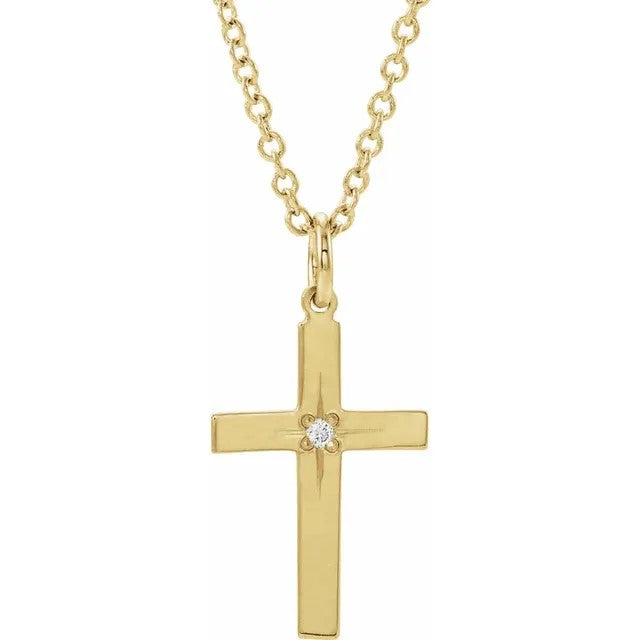 Cross And Chain Necklace 14KT Gold