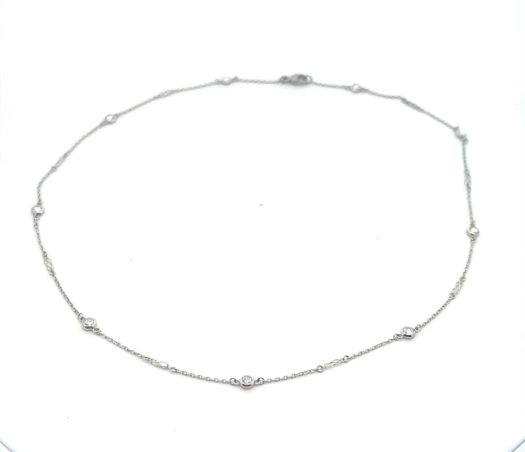 Vintage Rose Cut Diamond By The Yard Necklace in Platinum