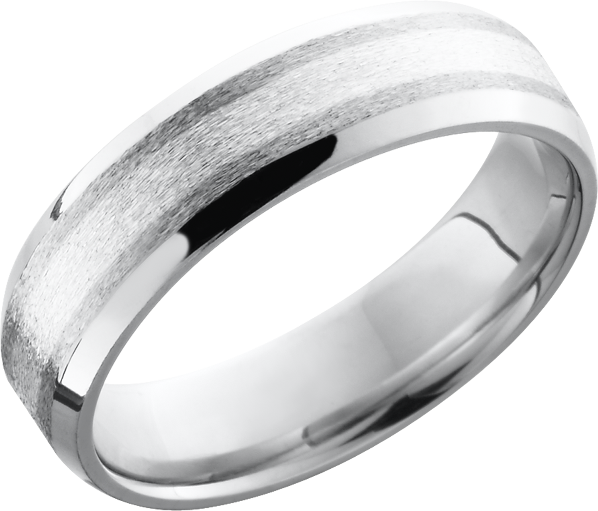 Cobalt chrome 6mm beveled band with a 2mm inlay of Sterling Silver