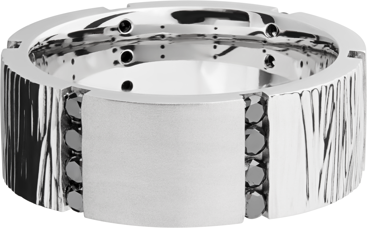 Cobalt chrome 8.5mm flat band with 24, .04ct channel-set black diamonds