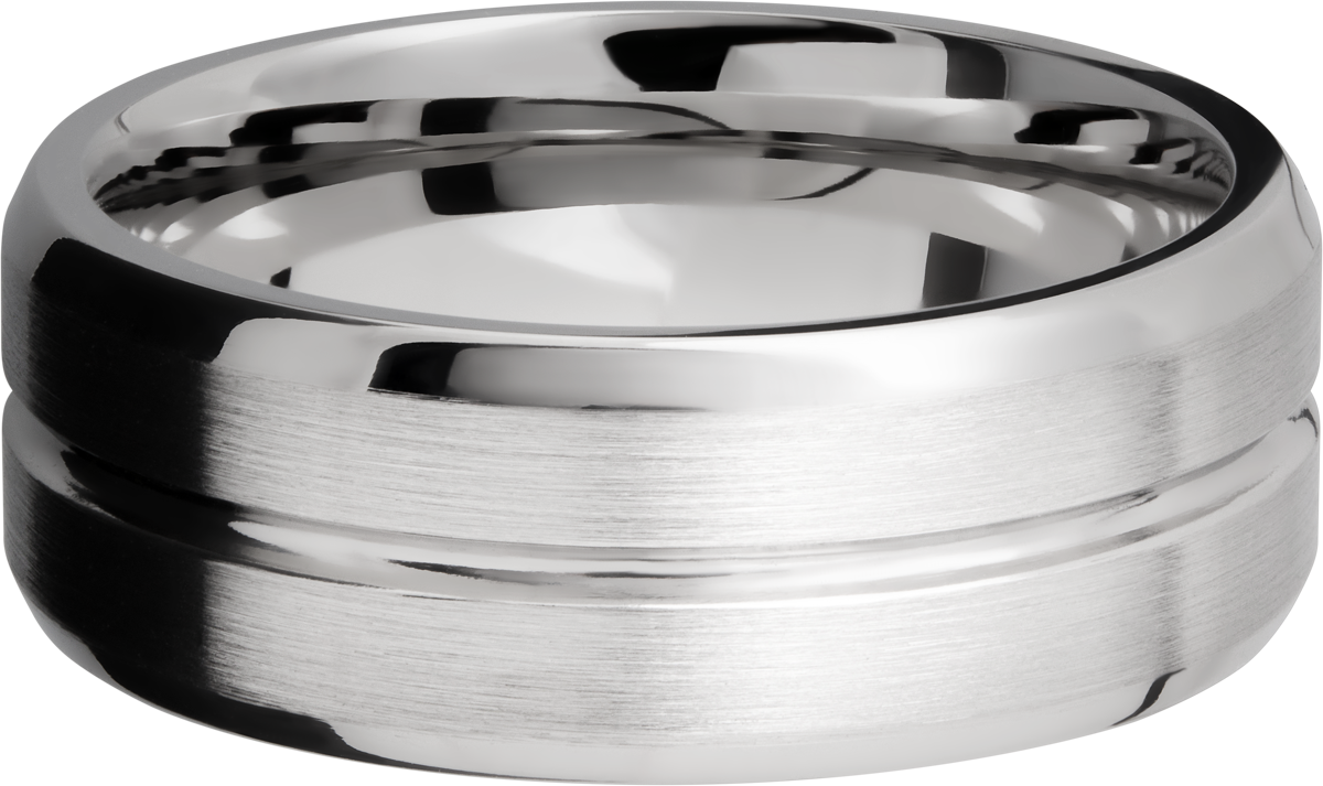 Cobalt chrome 8mm beveled band with a 1mm groove