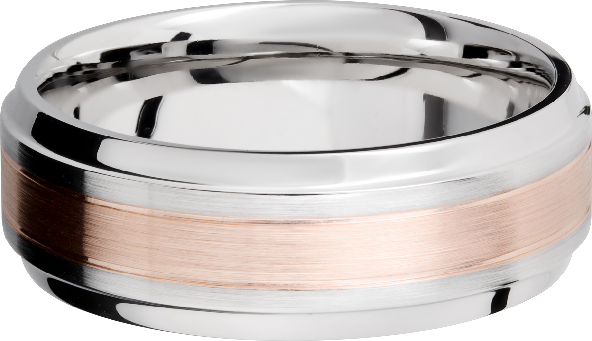 Cobalt chrome 8mm with an inlay of 14k rose gold