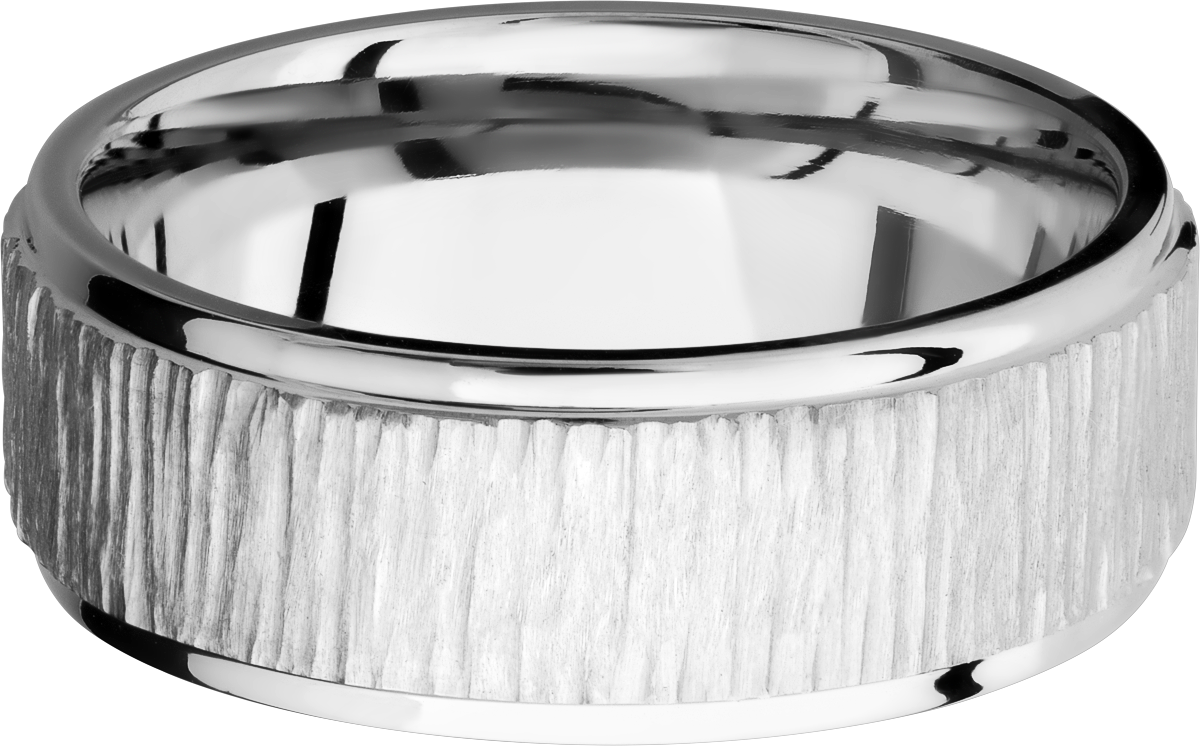 Cobalt chrome 8mm flat band with grooved edges