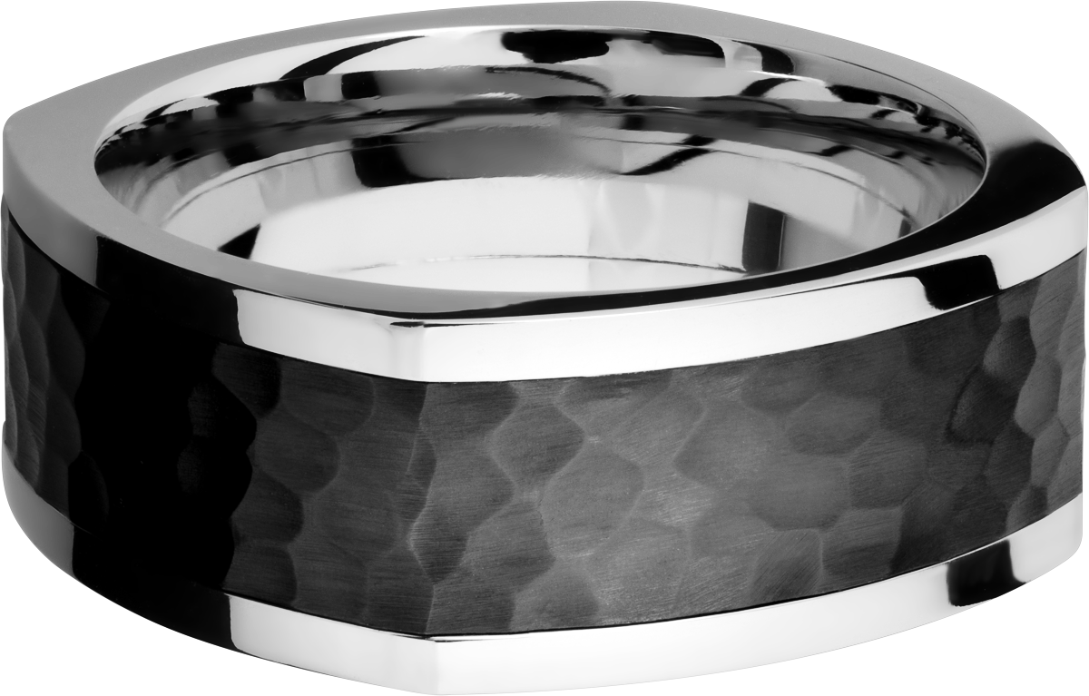 Cobalt chrome 9mm flat square band with an inlay of Zirconium