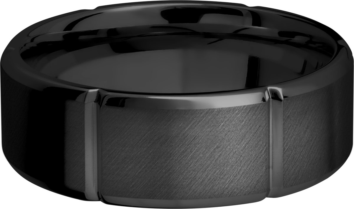 Zirconium 8mm beveled band with 6 segmented sections