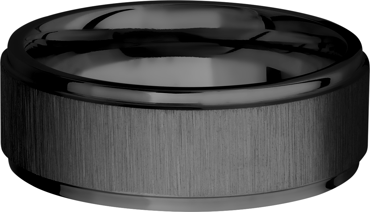 Zirconium 8mm flat band with grooved edges