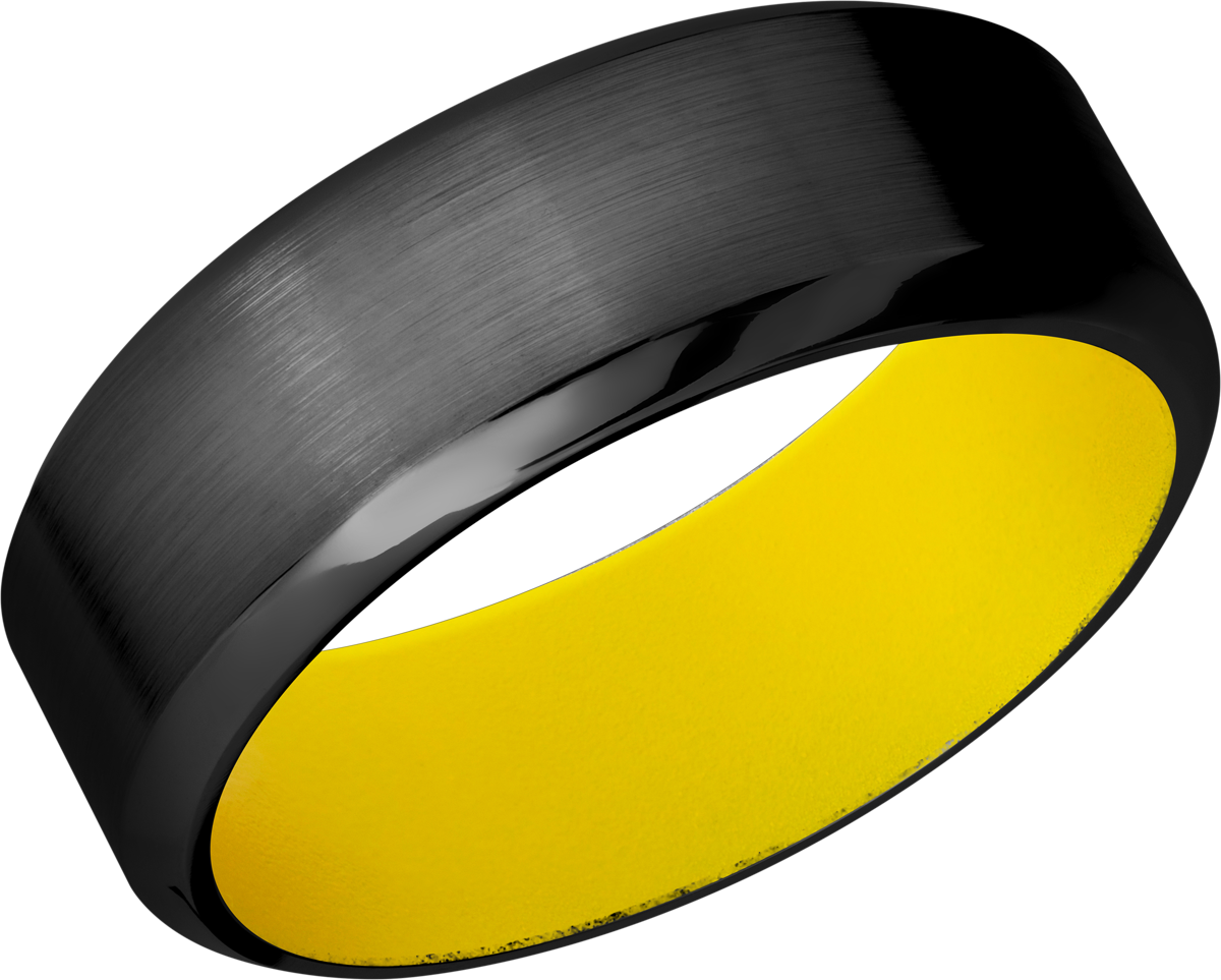 Zirconium 8mm band with a yellow Cerakote sleeve