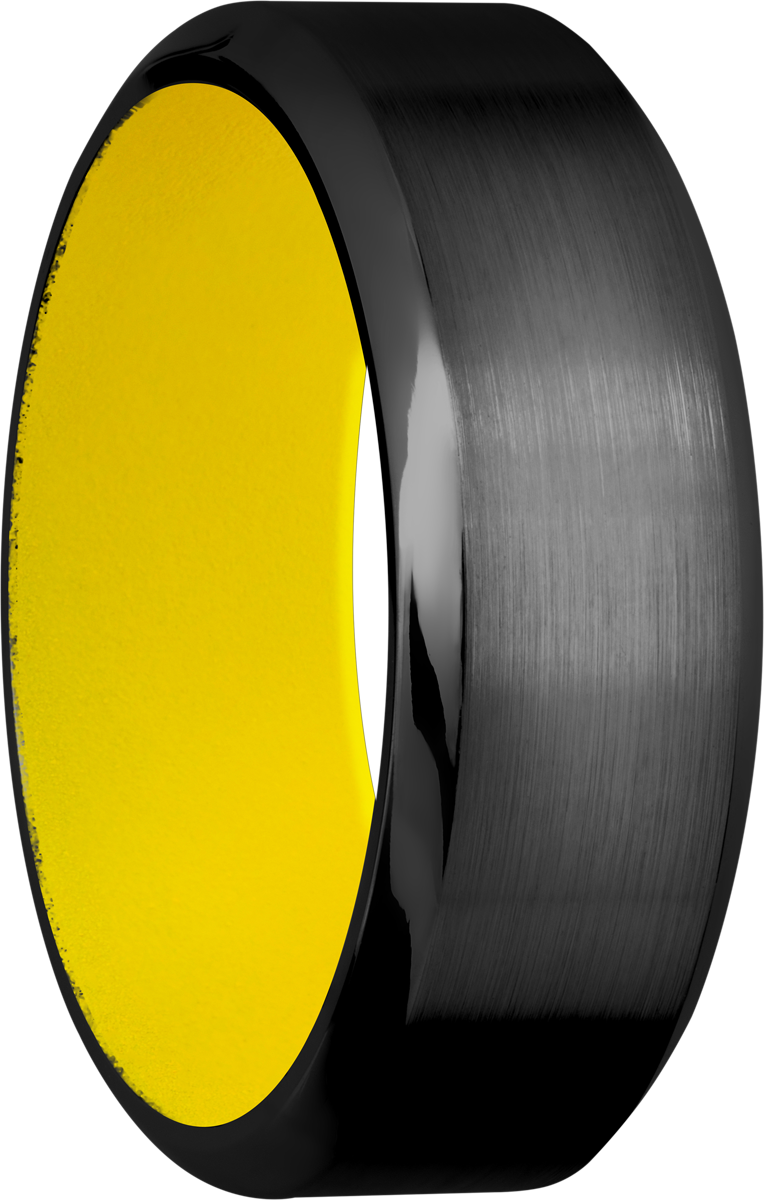 Zirconium 8mm band with a yellow Cerakote sleeve