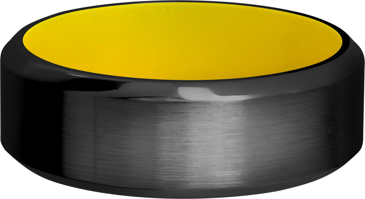 Zirconium 8mm band with a yellow Cerakote sleeve