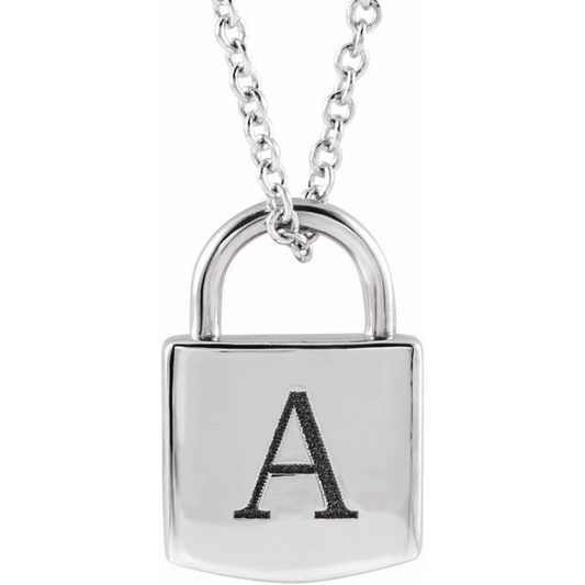 Petite Engravable Lock Pendant And Chain