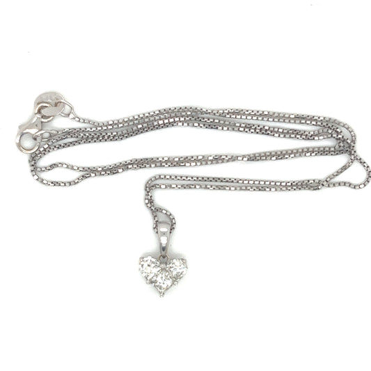 Three Diamonds Forming A Heart Shape Necklace