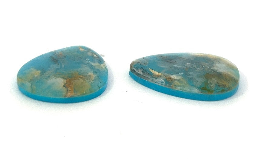 Plummed  Agate with reconsituted Turquoise backing  (Coral Sea Agate) Gemstone