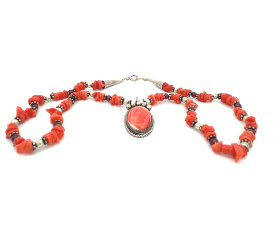 Vintage Coral and  Stone Necklace