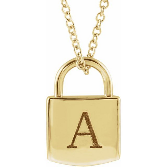 Petite Engravable Lock Pendant And Chain