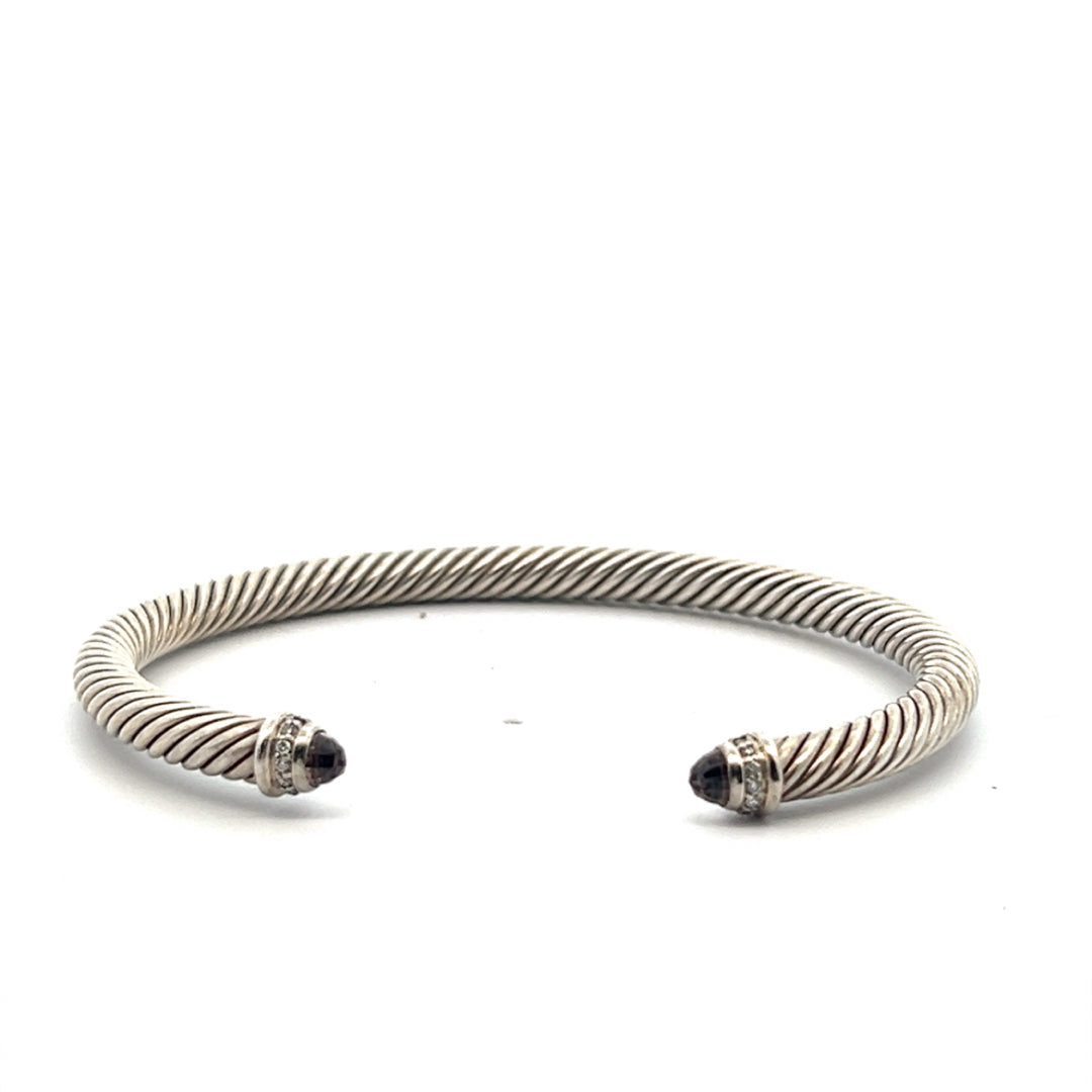 David Yurman Classic Cable Cuff Bracelet With Amethest Tip And Diamonds