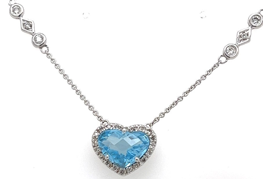 Stunning Blue Topaz Heart Necklace