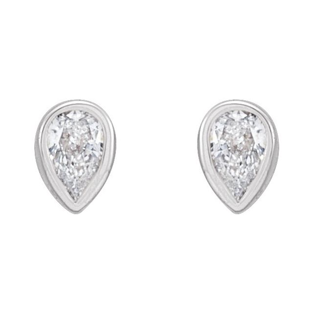 Tiny Pear Shaped Bezel Set Earrings