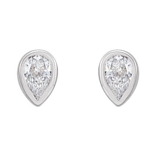 Tiny Pear Shaped Bezel Set Earrings