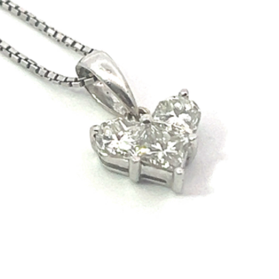 Three Diamonds Forming A Heart Shape Necklace