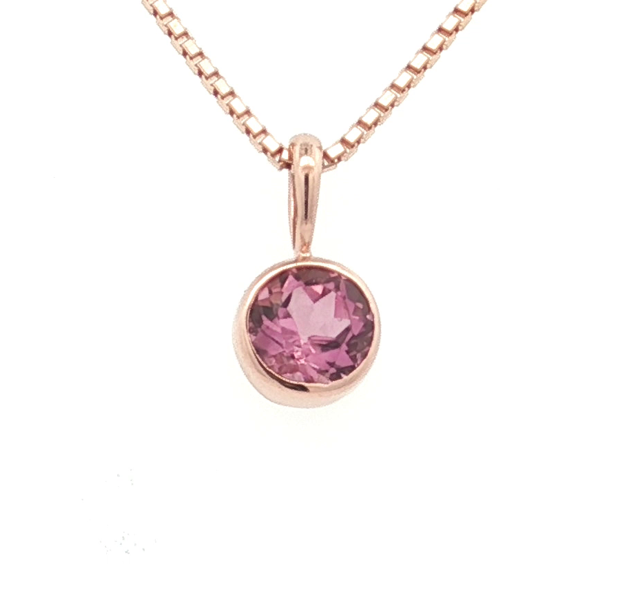 Pink Tourmaline Bezel Necklace