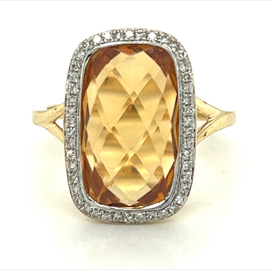 Citrine and Diamond Ring