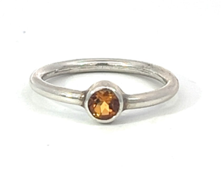 Citrine Bezel Set Stacking Ring,