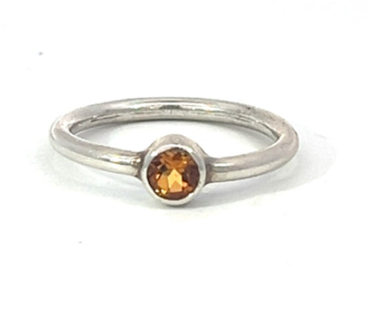 Citrine Bezel Set Stacking Ring,