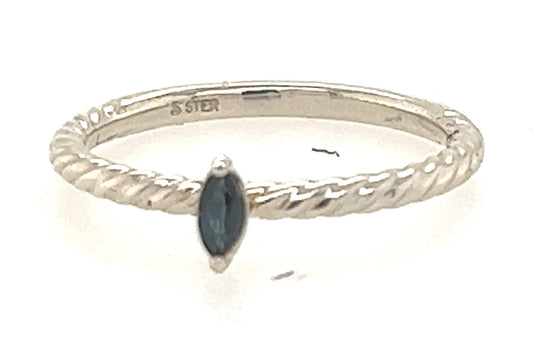 Marquise Cut Blue Sapphire Stacking Ring