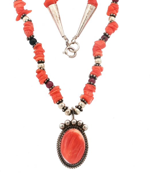 Vintage Coral and  Stone Necklace