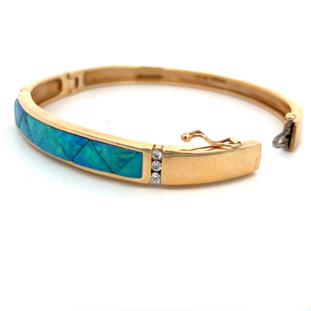 Kabana Opal And Diamond Bangle Bracelet