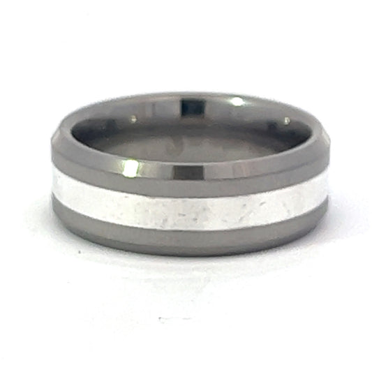 Tungsten with Sterling Silver Inlay Band