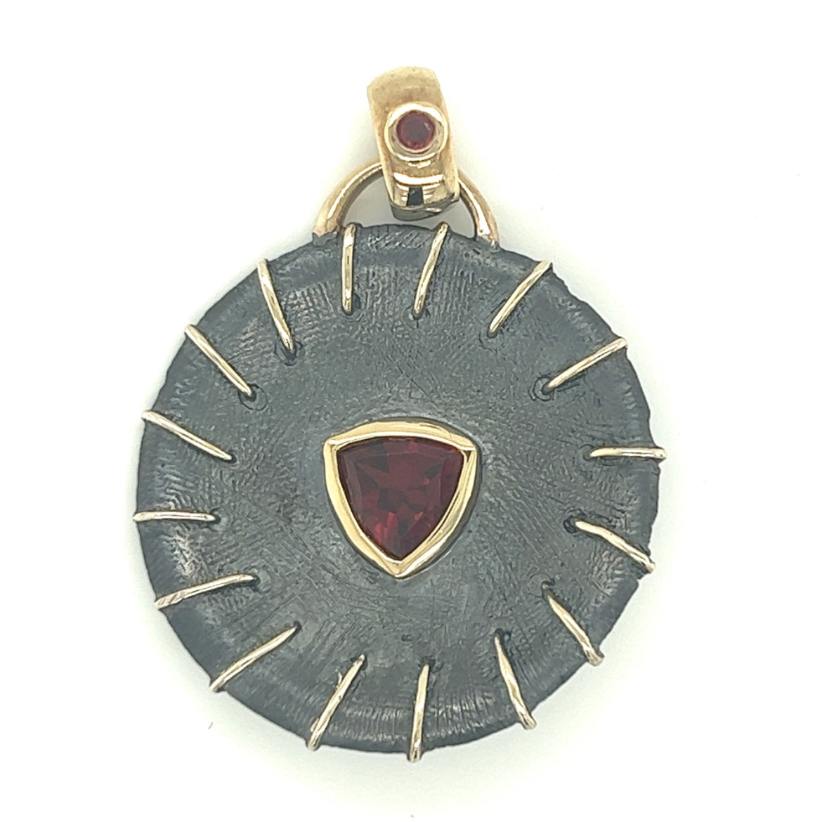 Trillioon Garnet Oxidized Silver Pendants