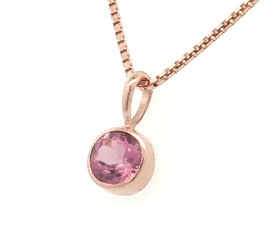 Pink Tourmaline Bezel Necklace