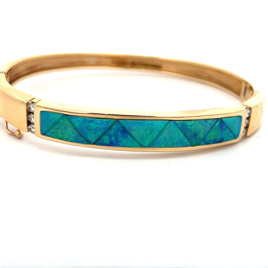 Kabana Opal And Diamond Bangle Bracelet