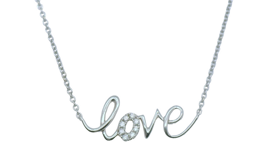 Thisi fun necklace is nothing but "Love" with diamonds set into the O.