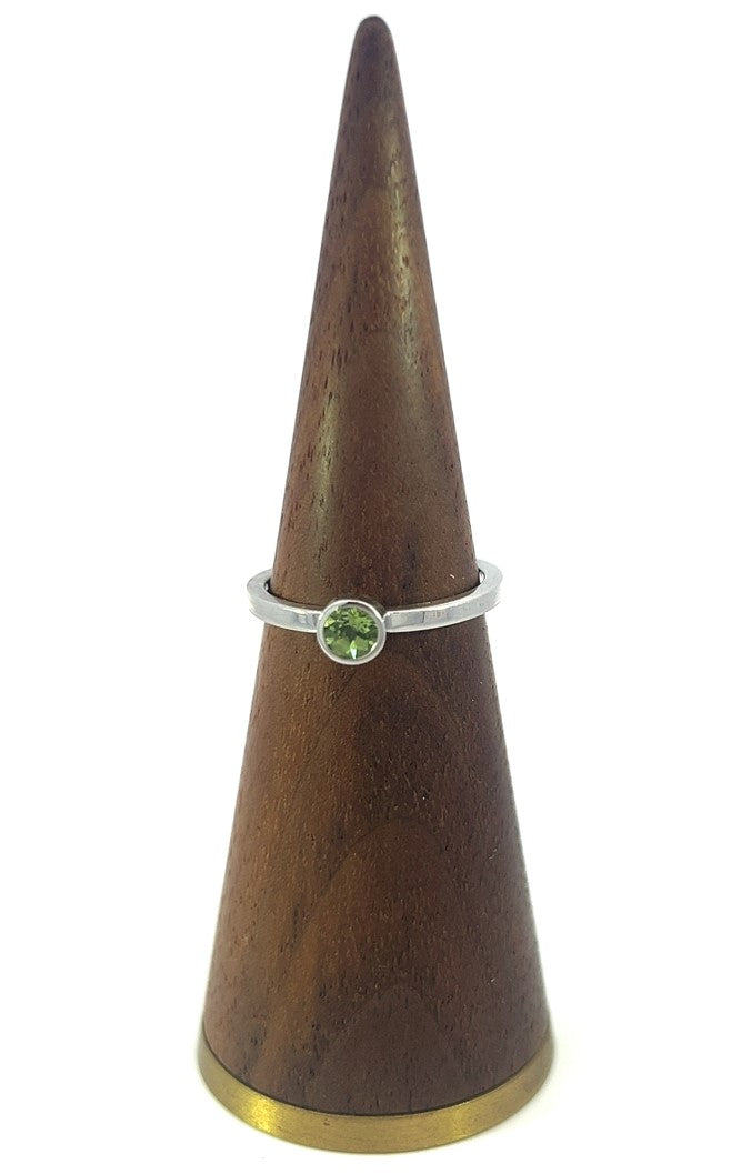 Peridot Gemstone Round Bezel Set Stacking Ring