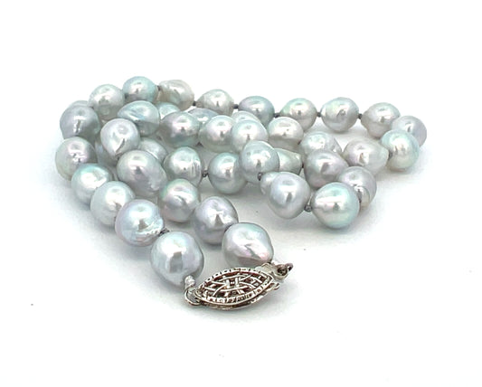 Grey- Blue Baroque Pearl Strand  18.5 Inches