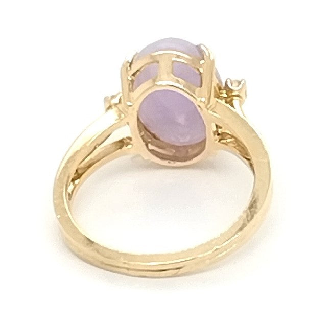 Lavendar Jade and Diamond Ring