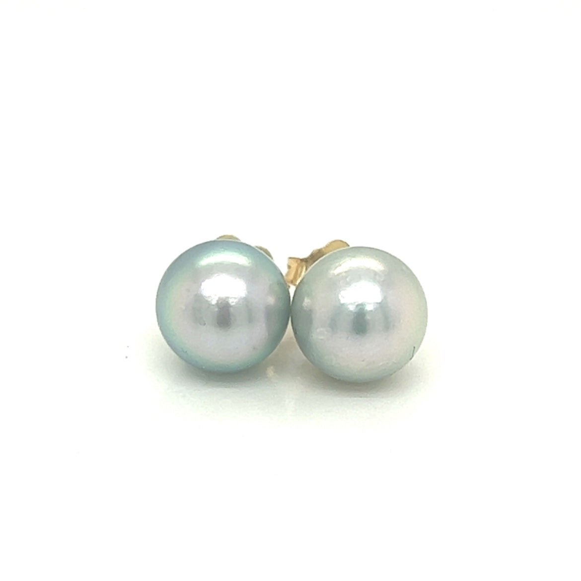 Light Silver Pearl Stud Earrings