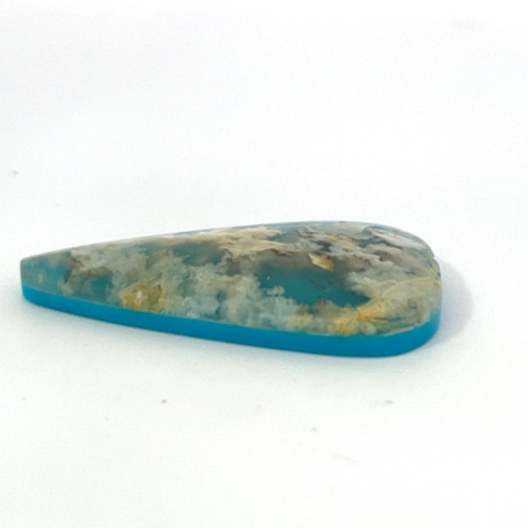 Plummed  Agate with reconsituted Turquoise backing  (Coral Sea Agate) Gemstone