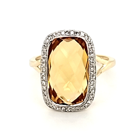 Citrine and Diamond Ring