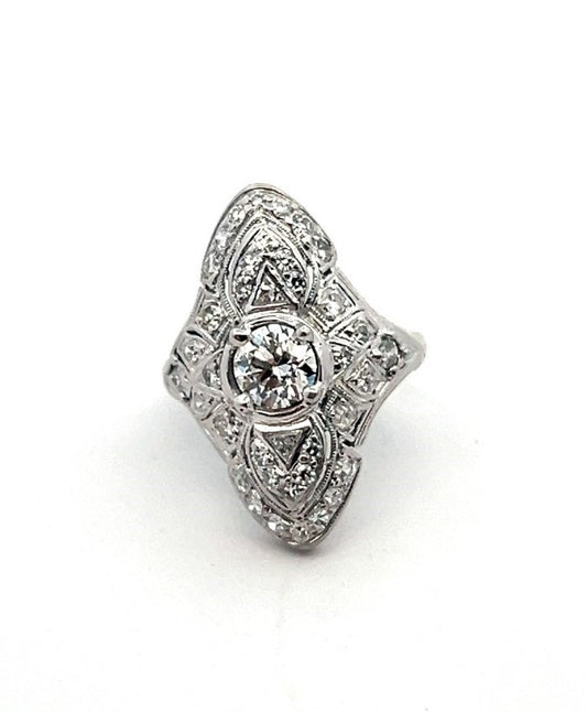 Vintage 1920 circa Platinum Navette Ring